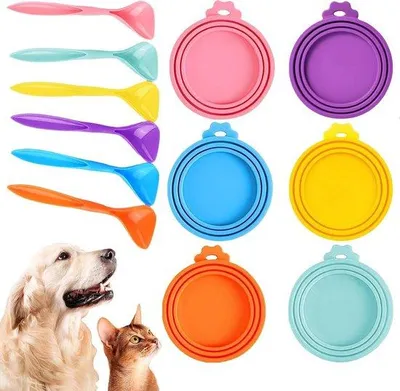 Image de Couvercles en silicone pour aliments pour animaux - Universels - Taille unique - 3 couleurs - Conservation prolongée des aliments