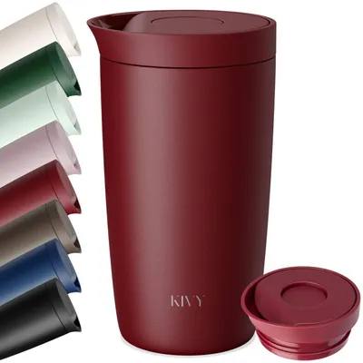 Isolierter Edelstahl-Kaffeebecher, dunkelrot, 350 ml