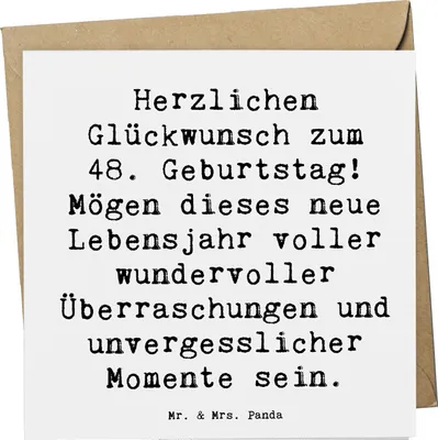 Produktbild von Mr. & Mrs. Panda Klappkarte Spruch 48. Geburtstag - Weiß - Geschenk, personalisierte Geschenke, Glückwunschkarte, besonderer Anlass, Alles gut zum, anlasskarte, faltkarte