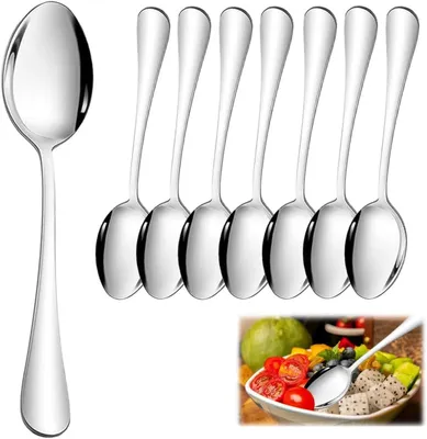Produktbild von 8-teiliges Edelstahl Esslöffel Set, 19 cm, Spülmaschinenfest, Hochglanzpoliert, für Küche