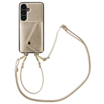 Produktbild von Samsung Galaxy S24 Hülle - Kunstleder - Selencia Hard Case/Hülle mit Band/Backcover - Gold