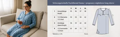 Produktbild von Umstandsnachthemd Langarm - Emma Schleife, Farbe:hellblau, Größe:S