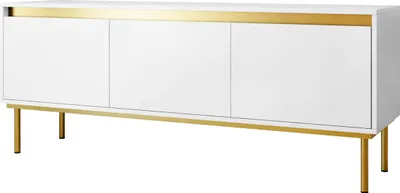 Produktbild von MIRJAN24 TV-Lowboard Carmesi 3D, RTV Schrank, Stehend,TV-Schranke, Wohnzimmer Kollekton (Farbe: Weiß / Weiß + Gold)