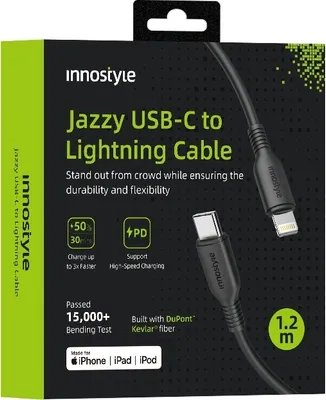 Obrázok produktu pre Innostyle Jazzy Usb-C Lightning Mfi Rýchlonabíjací Kábel Pre Iphone Polyamid 1M Čierny