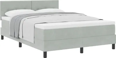 Zdjęcie produktu dla Łóżko sprężynowe z materacem Jasnoszary 140 x 200 cm Aksamit