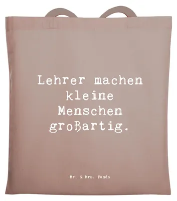 Produktbild von Mr. & Mrs. Panda Tote Bag Spruch Lehrer Großartig - Braun Pastell - Geschenk, Laptoptasche, Lieblingslehrer, Leidenschaft, Bedanken, Aufmerksamkeit, Einkaufstasche