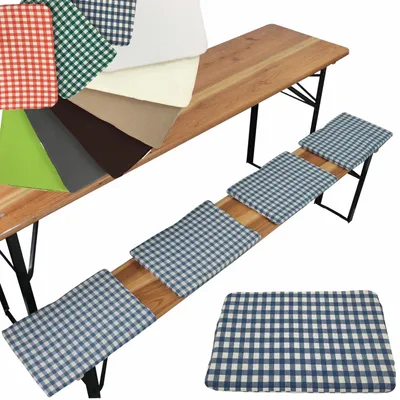 Produktbild von NYVI Bierbank Sitzkissen 36x25 cm NYVIGala 4er Set Blau Kariert - Komfortable Sitzpolster für Bierbänke - Bierbankkissen mit elastischer Klettband Befestigung - Polster Bierzeltgarnitur