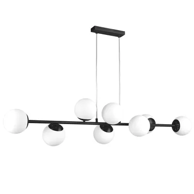 Produktbild von MasterLED Pendelleuchte Bali – 8-flammig E27 – 120cm – Schwarz – Hängelampe für Wohnzimmer und Esszimmer – Deckenleuchte für Hotel und Küche