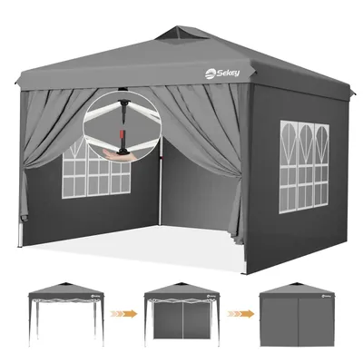 Produktbild von Sekey Faltpavillon 3x3 m Pop Up Gartenpavillon wasserdicht winterfest inkl 4 Seitenteilen Partyzelt für Garten Terrasse, Grau