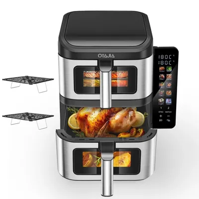 Produktbild von Doppel Heissluftfritteuse Vertikale Doppelkammer Fritteuse 11L XXL Airfryer DE
