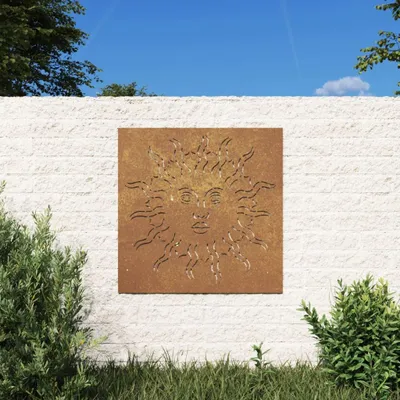 Produktbild von Gartenwanddekoration Cortenstahl 55 x 55 cm Sonne Motiv rostig