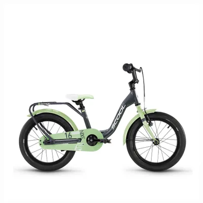 Image de Vélo enfant 16 pouces, 1 vitesse, vélo enfant, S’COOL niXe, à partir de 4-6 ans environ, 100-115 cm, gris foncé/vert clair