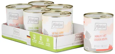Produktbild von MjAMjAM - Premium Nassfutter für Katzen - Mixpaket I - Huhn, Rind, Herzen, 6er P