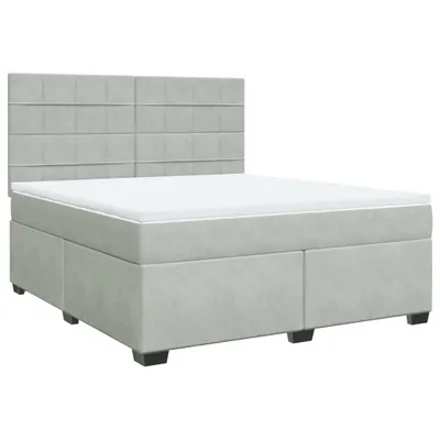 Produktbild von Boxspringbett mit Matratze Hellgrau 180x200 cm Samt