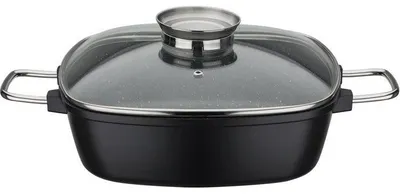 Immagine prodotto di Tostatrice quadrata GSW Gourmet GRANIT 28 x 28 x 8,5 cm , alluminio, acciaio inox, vetro, tostatrice quadrata con coperchio in vetro aromatizzato ø circa 28 x 28 x H 8,5 cm