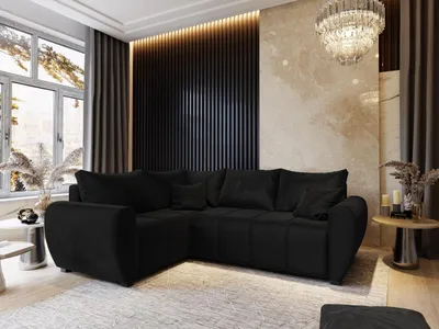 Produktbild von Masseno Ecksofa MADISON L L-S mit Schlaffunktion L-Form, Sofa mit Bettkasten, Wohnzimmersofa, Couch, Soffa, Bettsofa, Couchgarnitur- Schwarz, KRONOS 07