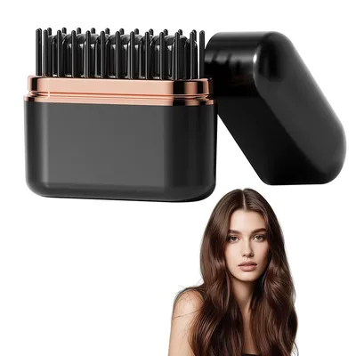 Produktbild von Kabellose Mini Glättbürste mit Ionen, Reise-Haarglätter, 3 Temperaturstufen, Type-C, 2000 mAh Akku – Schwarz,Haarglätter Bürste