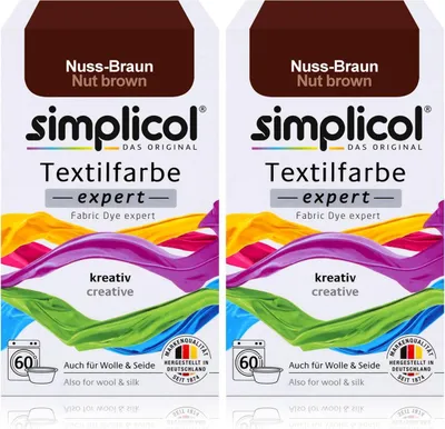 Simplicol Textilfarbe expert Nuss-Braun 150g - Farbe zum Färben (2er Pack)