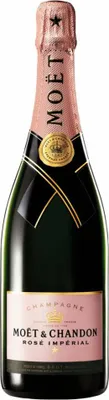 A bottle of Moët & Chandon Rosé Impérial champagne.