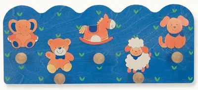 Produktbild von Bino Kinderzimmer Garderobe aus Holz, bunt bemalt, 50 cm