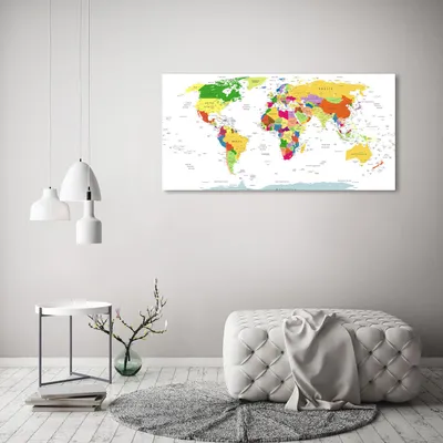 Produktbild von Tulup® Leinwandbild - 120x60 cm - Wandkunst - Drucke auf Leinwand - Leinwanddruck - Landkarten & Flaggen - Mehrfarbig - Weltkarte