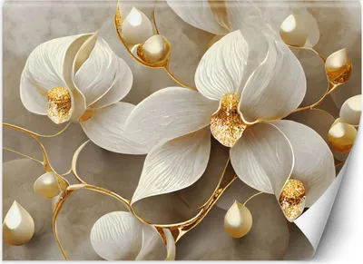 Produktbild von Vlies fototapete Orchidee Glamour Gold 250x175 cm Feeby Gold inkl. Kleber einfache Montage