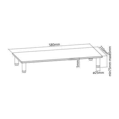Produktbild von ROLINE Höhenverstellbarer Glas-Monitor-Ständer rechteckig, bis 20 kg