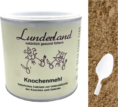 Produktbild von Lunderland Knochenmehl 350g 100% aus Rinder-Fleischknochen für Hund und Katze