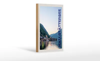 Produktbild von Holzschild Reise 12x18 cm Blick auf Hallstättersee Österreich