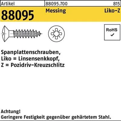 Produktbild von Spanplattenschraube R 88095 Liko PZ 3,5x 20-Z Messing 1000Stück