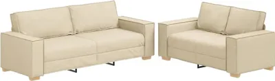 Produktbild von vidaXL 2-tlg. Sofagarnitur mit Kissen Creme Stoff