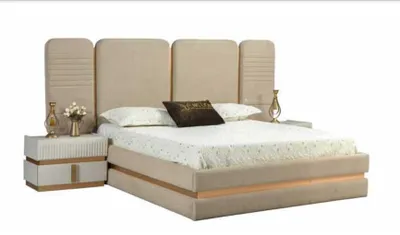 Produktbild von Bett 2x Nachttische Kleiderschrank 4tlg Schlafzimmer Set Design Luxus