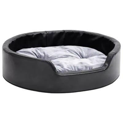 Produktbild von vidaXL Hundebett Schwarz-Grau 69x59x19 cm Plüsch und Kunstleder