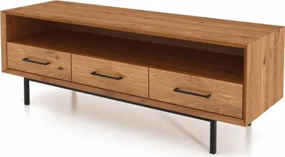 Produktbild von TV-Board Seiba Wildeiche massiv 144x45x50 mit 3 Schubladen und 1 offenem Fach
