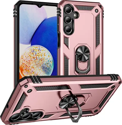 Obrázek produktu pro Pouzdro pro Samsung Galaxy A16 dvouvrstvé robustní, vojenská ochrana pouzdro s držákem prstenu a stojánkem Růžové zlato