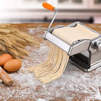 Produktbild von Pastamaschine Nudelmaschine Manuell Pasta Walze Maschine Cutter mit zwei Walzen für Zuhause, Küchenmaschine -Einstellbarer Gang Pastamaschine