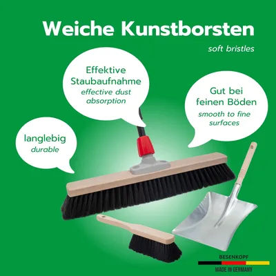 Produktbild von Novaliv Besen 50 cm mit Teleskopstiel Saalbesen Kunstborsten inkl. Kehrgarnitur verzinkt bestehend aus Kehrblech und Handfeger besen fein Werkstattbesen Hallenbesen Hausbesen mit Stiel
