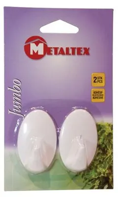 Productafbeelding van METALTEX Jumbo zelfklevende haak, wit – voordelige set van 10 stuks