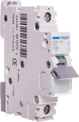 Image de Hager NBN116 Nombre de pôles : 1P
