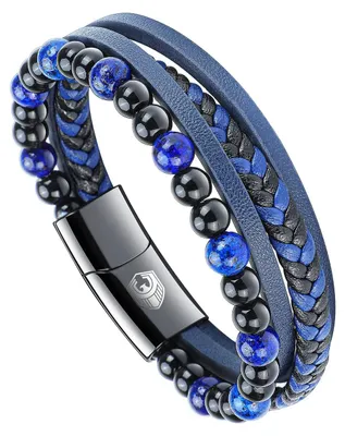 Immagine prodotto di Bracciale da uomo in pelle con chiusura magnetica in acciaio inossidabile