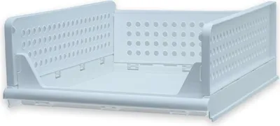 Produktbild von Intirilife Aufbewahrungs Box Organizer für Schrank aus Kunststoff in Weiß - 43 x 33.3 x 14 cm - Faltbarer Aufbewahrungskorb für Schubladen Regale stapelbar Ordnungsbox Kiste Ordnungssystem
