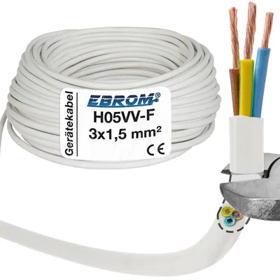 Produktbild von 25 Meter Schlauchleitung H05VV-F 3G1,5 mm² - 3x1,5 mm² - weiß - 25m