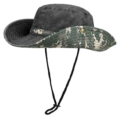 Produktbild von Fischerhut Uni Verstellbar Beidseitig Camouflage UV-Schutz Faltbar Baumwolle Schwarz