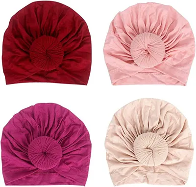 Obrázok produktu pre 4 kusy detských turbanov Detská čiapka pre novorodencov 100% super mäkká bavlna elastická strečová turban čelenka pre batoľatá dievčenská čelenka