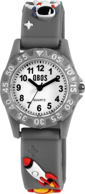 Produktbild von Qbos Kinderuhr mit Silikonband, bunt, Motiv Astronaut, Ø 28 mm