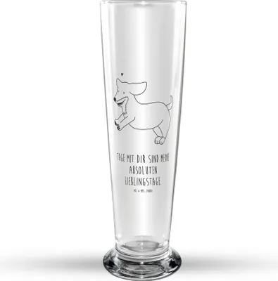 Produktbild von Mr. & Mrs. Panda Bierglas Hund Dackel - Transparent - Geschenk, Glasbecher, Herz, Bierbecher, Bier Glas, Trinkglas, Hunde, Sprüche, Glasbierglas, Süß