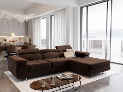 Produktbild von Masseno Ecksofa ELMA R-S mit Schlaffunktion L-Form, Sofa mit Bettkasten, Wohnzimmersofa, Couch, Soffa, Bettsofa, Couchgarnitur- Braun, MONOLITH 29