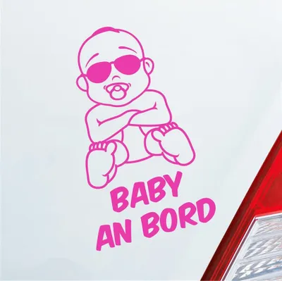 Produktbild von Auto Aufkleber Baby an Bord on Tour Junge mit Sonnenbrille 17x17 cm Pink Sticker Heckscheibenaufkleber