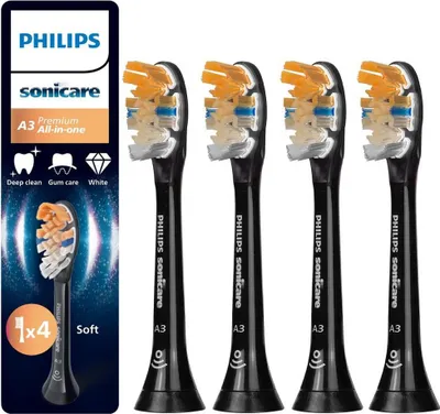 Zdjęcie produktu dla Philips Premium All-in-One HX9094/88 4 końcówki szczoteczki, 4 szt., Czarny, 3 mies., Miękki, 62000 ruchów na minutę, Philips