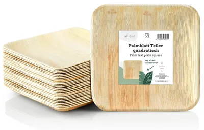 Palmblatt-Einwegteller, 25 Stk., quadratisch 24x24 cm, kompostierbar